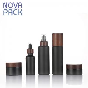 Glass wooden jar and bottle set,matte black